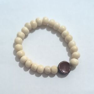 Cream and Brown Minimalist Beaded Bracelet‎